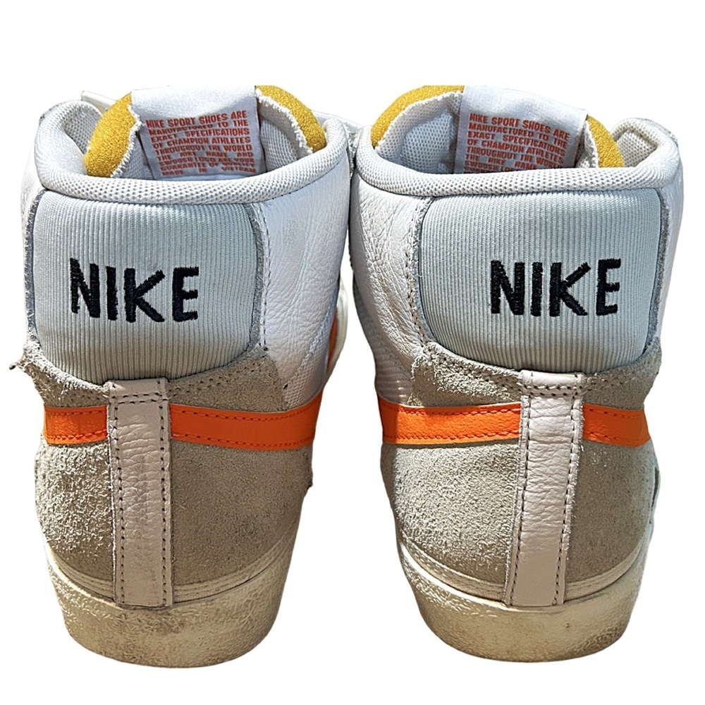 Nike Blazer Mid Size 8 DQ7673-103 White High Top Retro Orange Logo Shoes - Picture 7 of 15